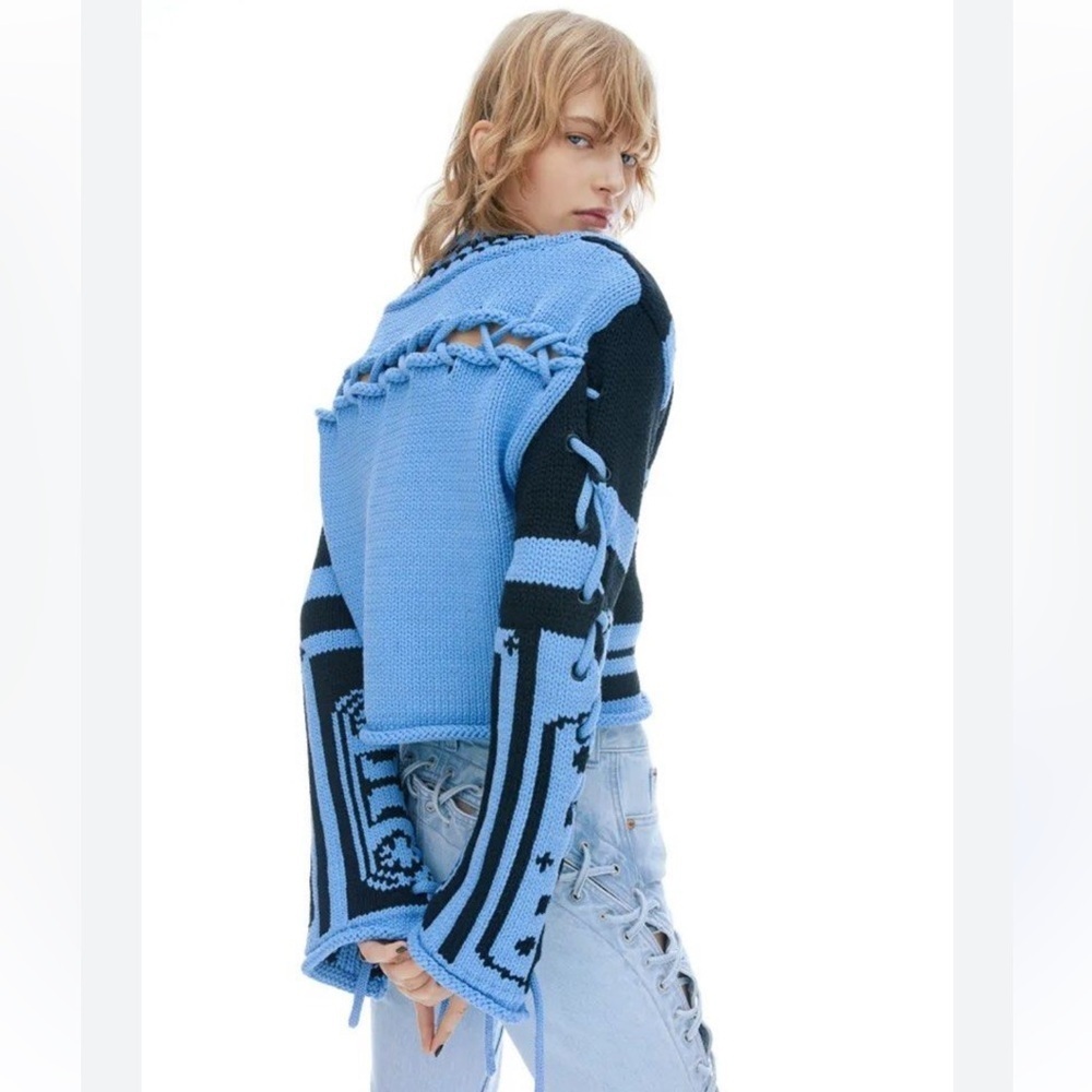 H&M Studio Collection Chunky Knit Sweater Black/Blue - Picture 6 of 14